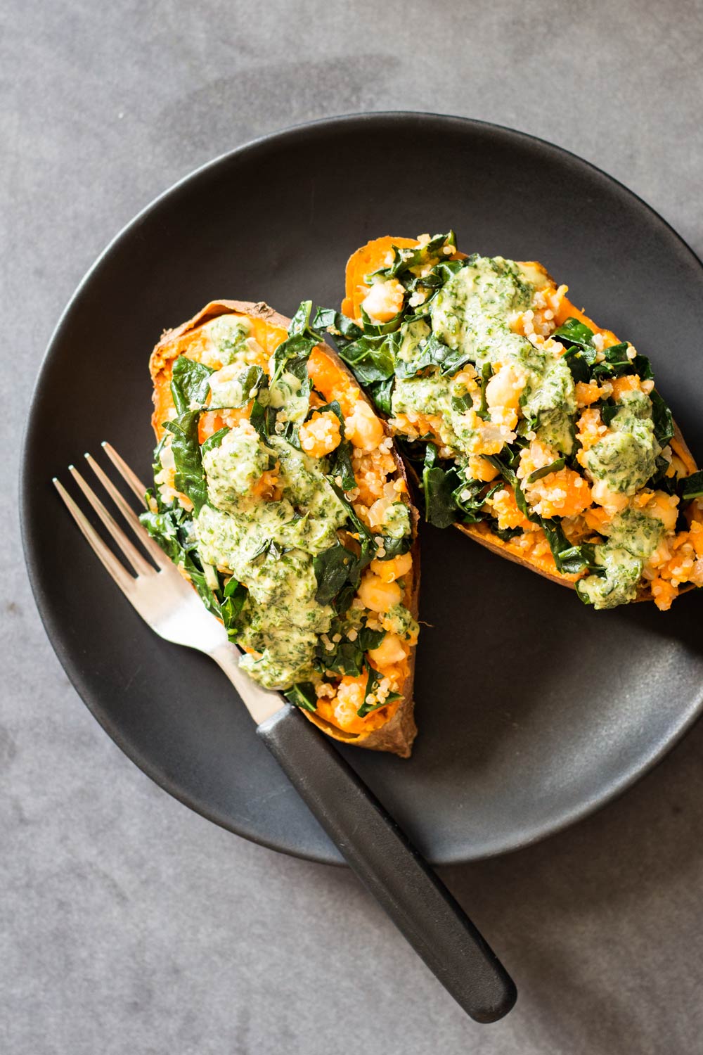 Quinoa Kale Stuffed Sweet Potatoes