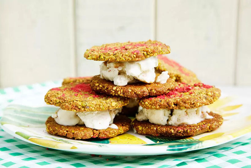 Vegan Pistachio Ice Cream Sandwiches