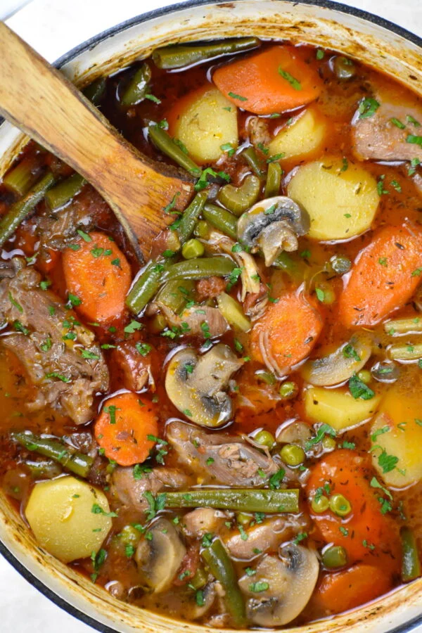 dutch oven full of chicken stew