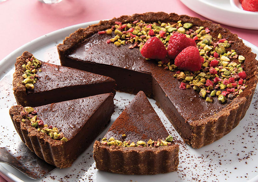Vegan Chocolate and Maca Tart with Pistachio Base