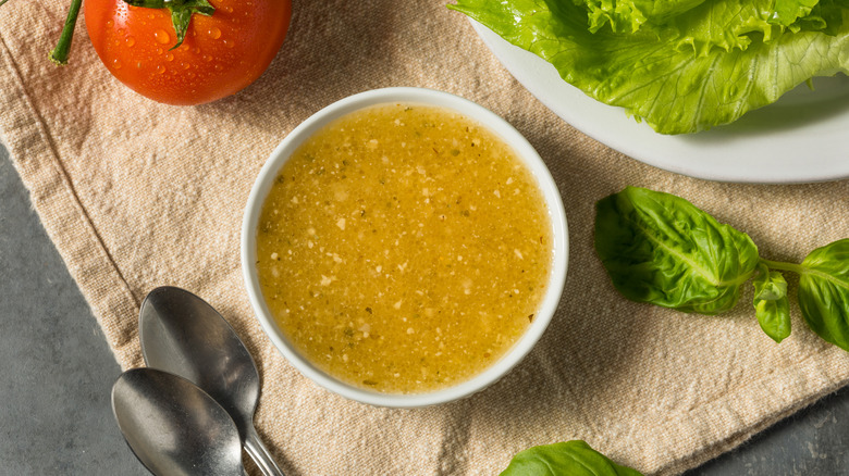 A bowl of Italian dressing