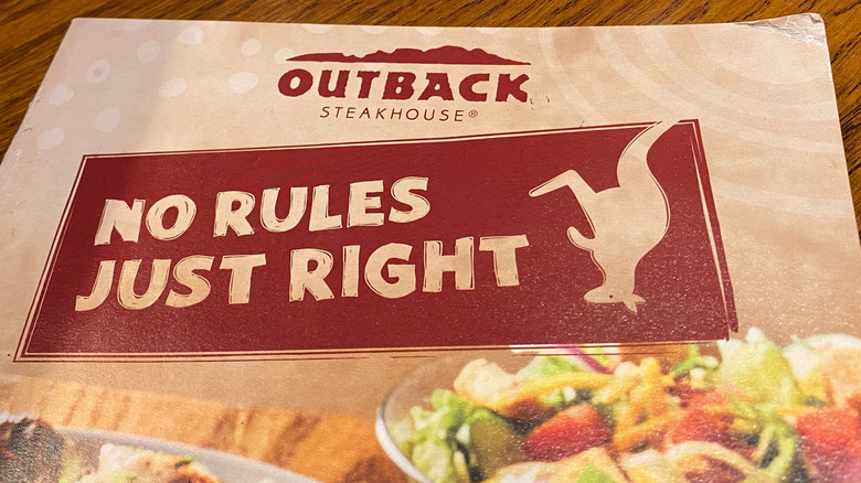 Outback Steakhouse menu with salad